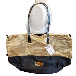 Nine West Love Fury Tote Bag Black &Gold Sequence
